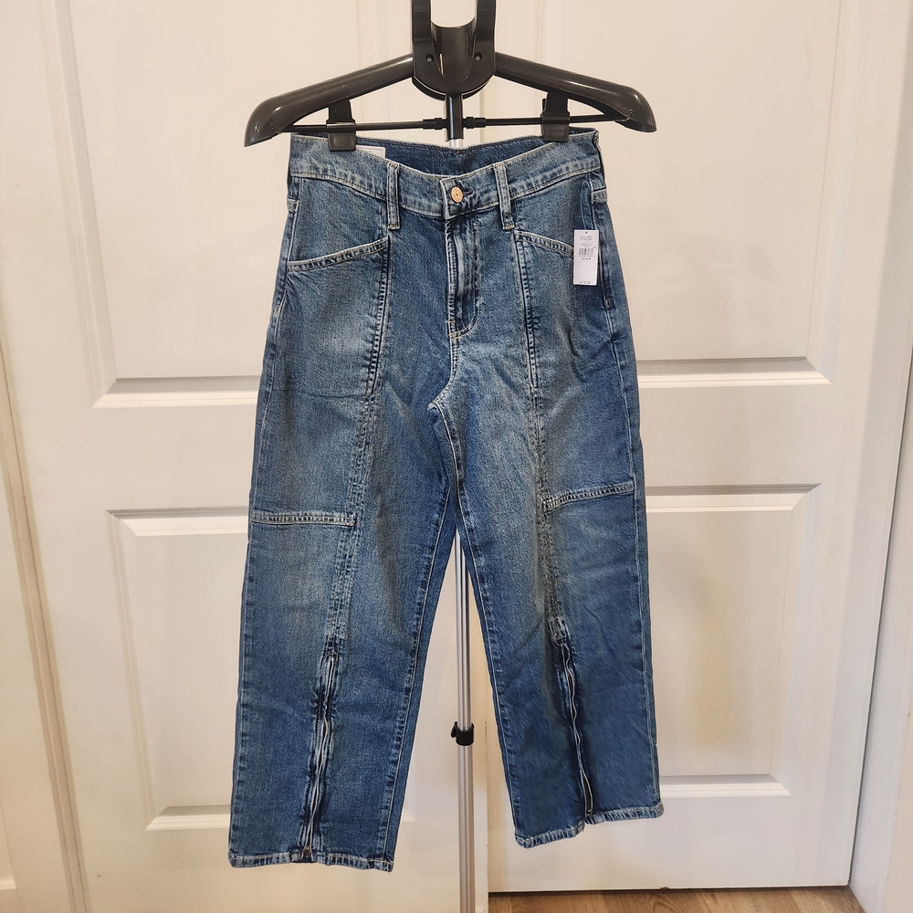 NEW GAP ’90s Loose Cargo Mid Rise Blue Wash Jeans